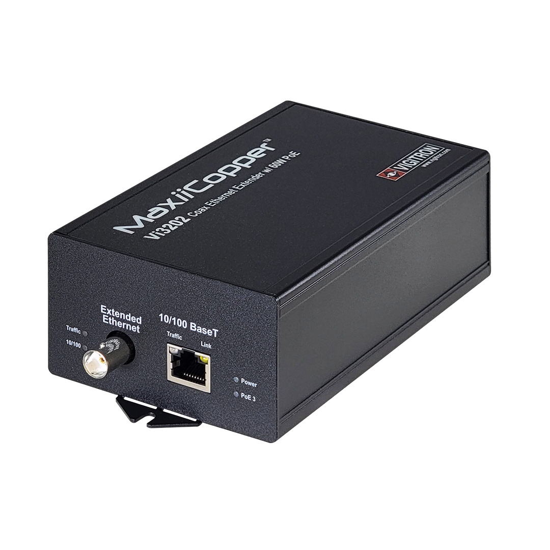 Vigitron 1-Port MaxiiPower Coax Ethernet Extender w/60W PoE & DC input - Vi3202