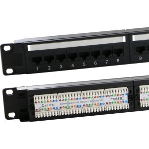XeLAN Cat5e 24 Port Unscreened Patch Panel 1U LSA Punch Down Black