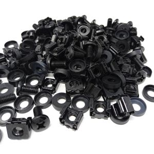 AVA M6 Cage Data Cabinet M6 Cage Nuts, Cup Washers & Screws- Black 50 pcs