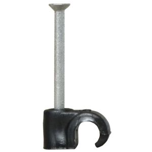 Pace Round Black 6mm Cat5, Cat6 Cable Clips Secure Fastenings Cables 100 Pack