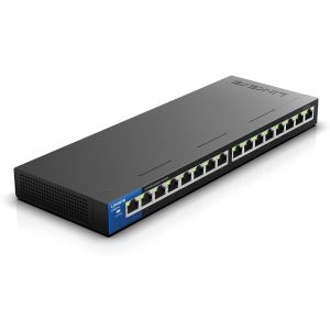Linksys LGS116P 16 Port Gigabit Unmanaged Network POE Switch with 8 POE+ Ports 80W 