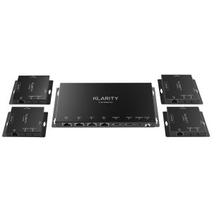 KLARITY K-55 4POE KITT 4 Way HDMI Splitter Over 4 Single CAT POE Extender Kit