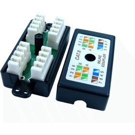 rhinocables®, accoppiatore in-line per cavi Cat 5 Gigabit e RJ45, cablatore Krone per cavi Ethernet nero Nero