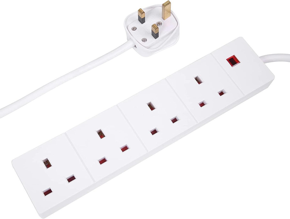 Tower 4 Way Socket Extension Lead  5m- White